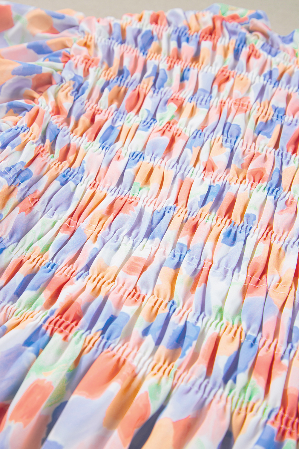 Pink Shirred Yoke Ruffled Abstract Printed Blouse - Image 8