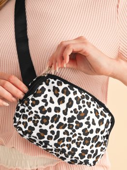 White Cheetah Print Multi Interlayer Zipped Crossbody Bag