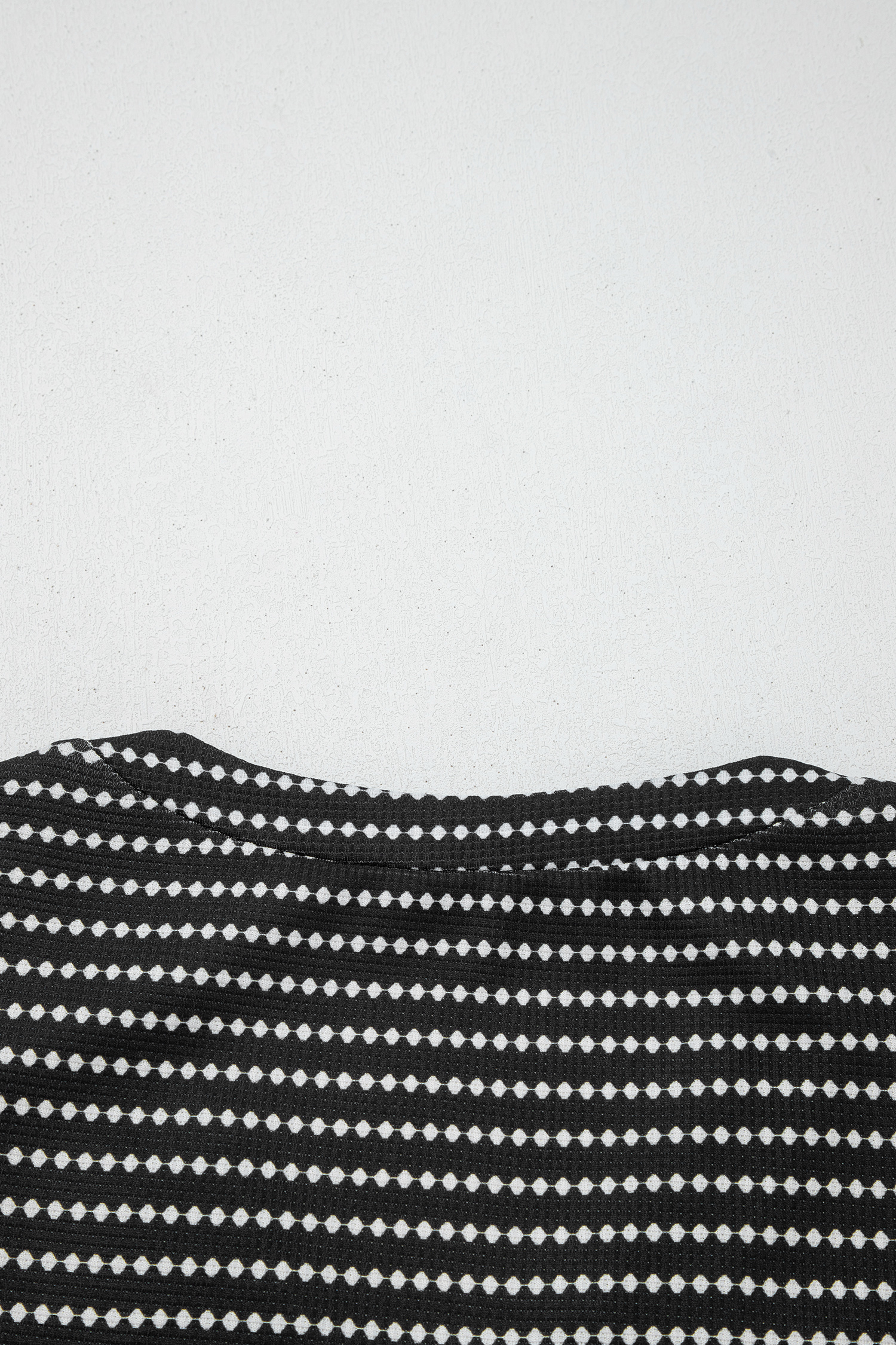 Black Stripe Textured Knit V Neck Flutter Sleeve Shift Mini Dress - Image 8