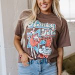 Chicory Coffee Honky Tonk Honey Graphic Crew Neck Western Fashion Tee