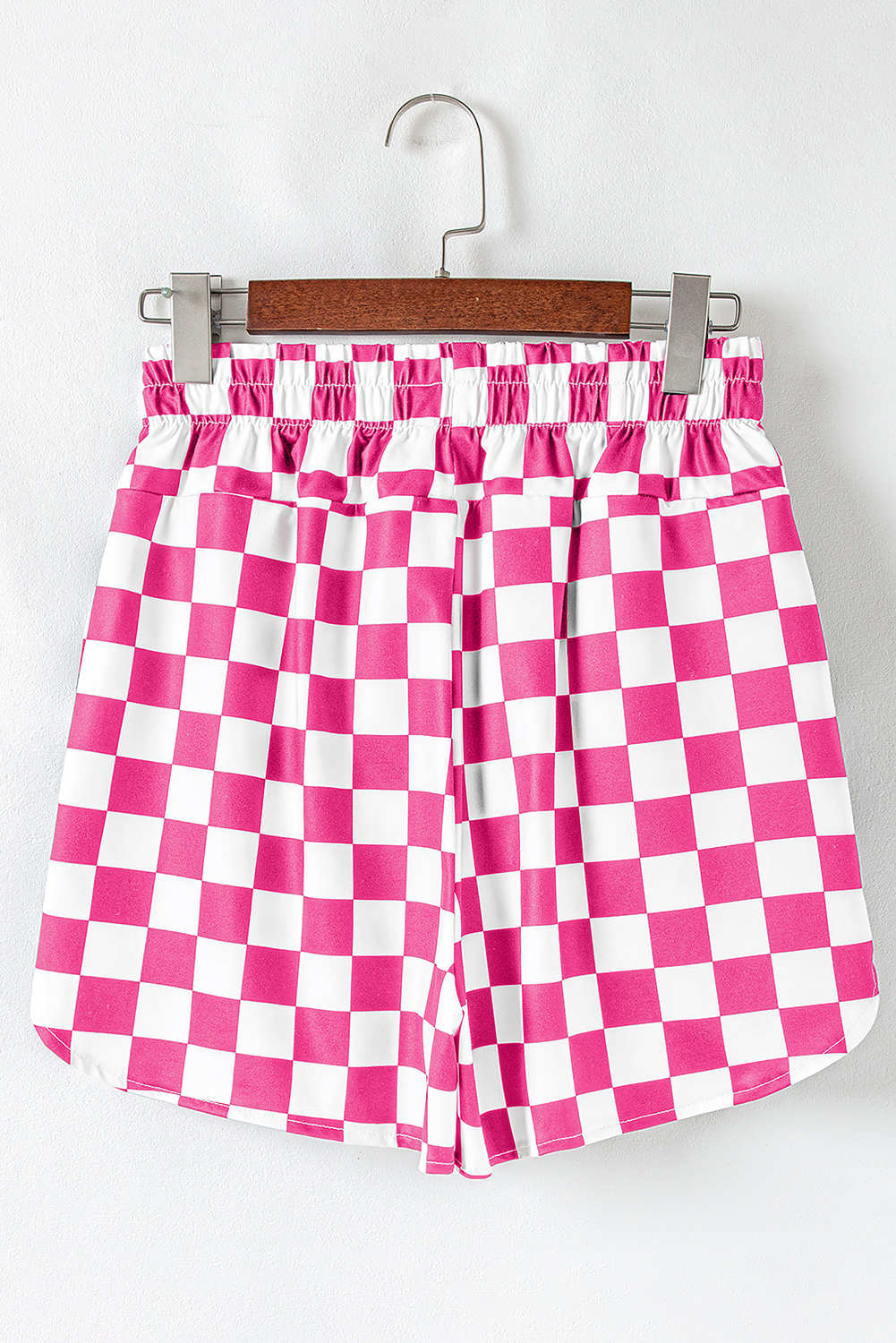 Rose Checkered Print High Waist Casual Shorts - Image 3
