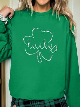 Dark Green Lucky Shamrock Ceramic Clover Sweatshirt