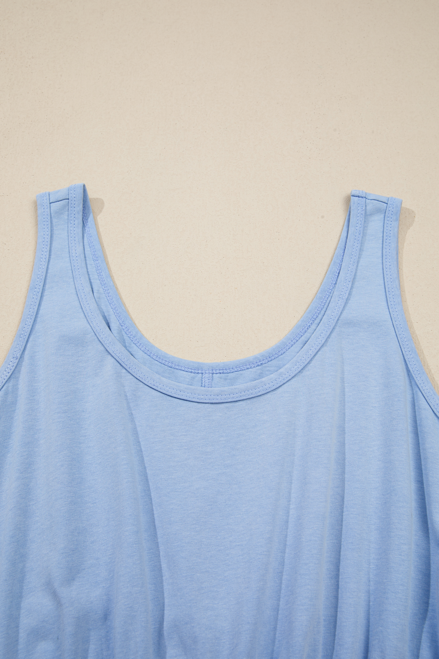 Sky Blue Mineral Wash Elastic Waist Tank Dress with Side Pockets - Image 5