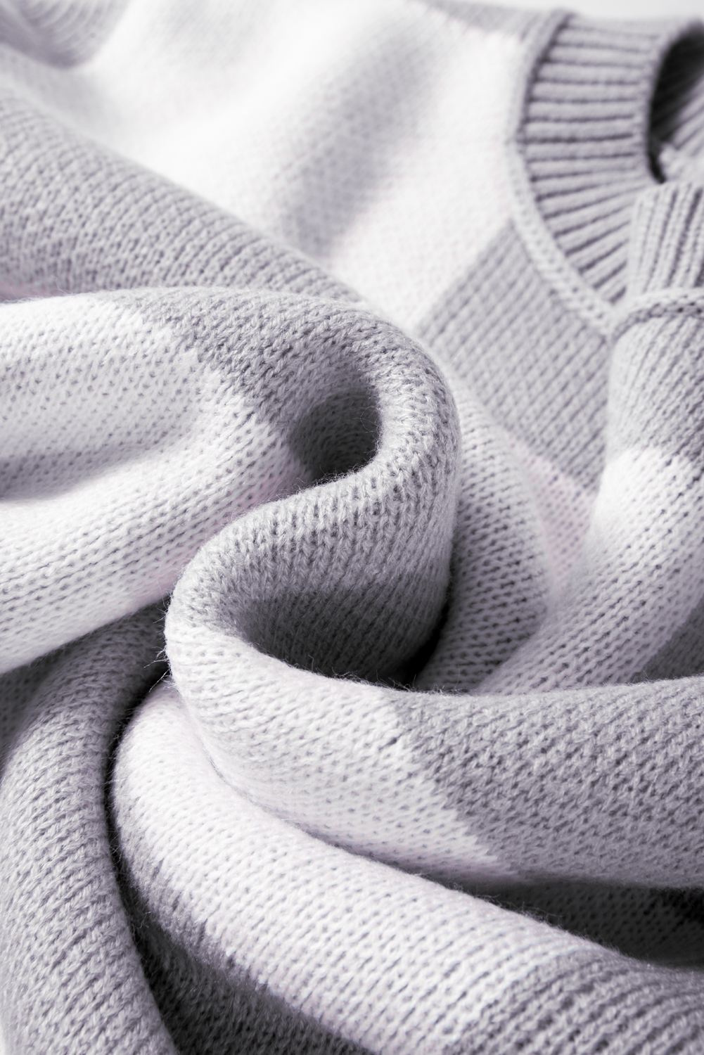 Gray Checkered Bishop Sleeve Sweater - Image 8