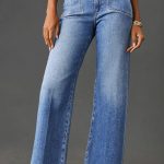 Dusk Blue Loose Straight Leg Cropped High Waist Jeans