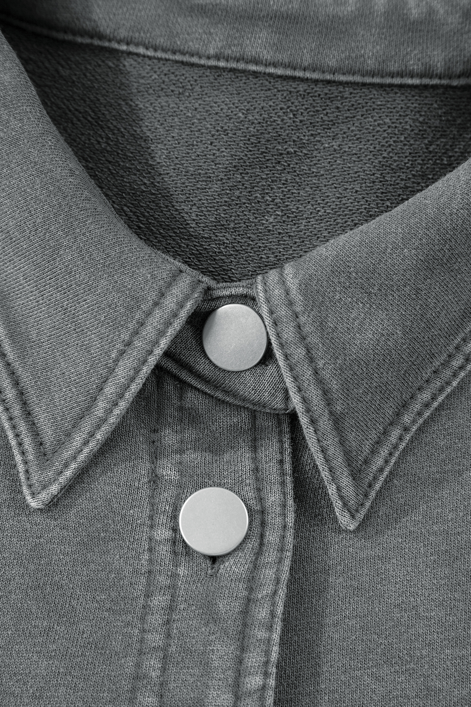 Medium Grey Mineral Wash Chest Pockets Drop Shoulder Shacket with Side Slit - Image 8