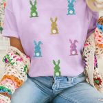 Wisteria Sequin Easter Bunny Patched Tee