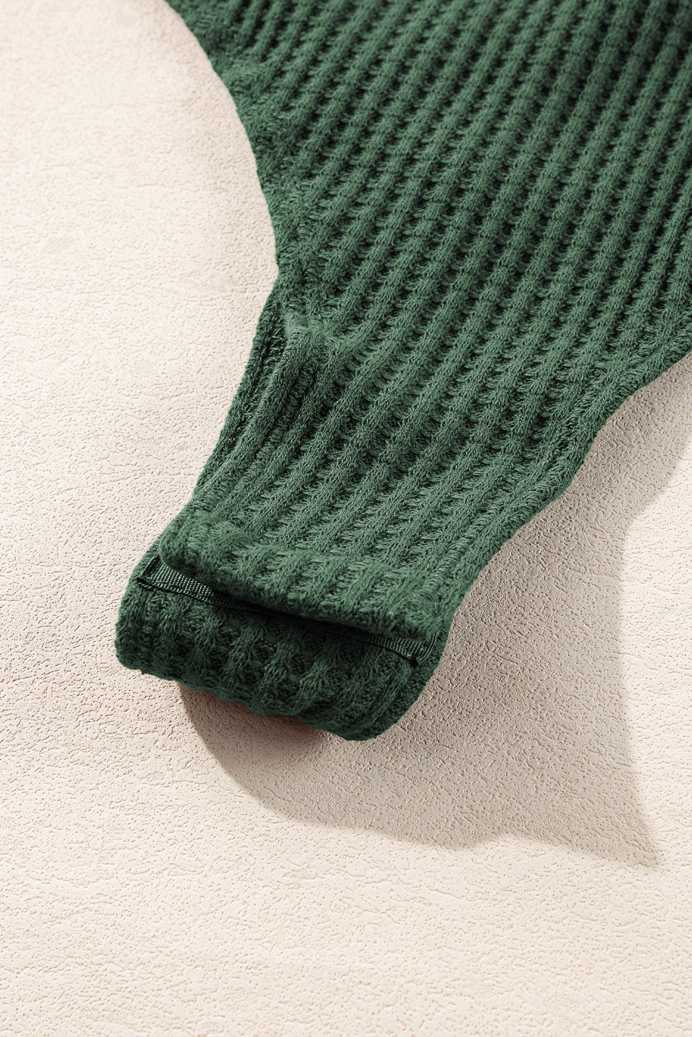 Blackish Green Waffle Knit Slim Fit Wrap V Neck Bodysuit - Image 8