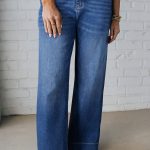 Dark Blue Acid Wash Contrast Lace-up Plus Size Jeans