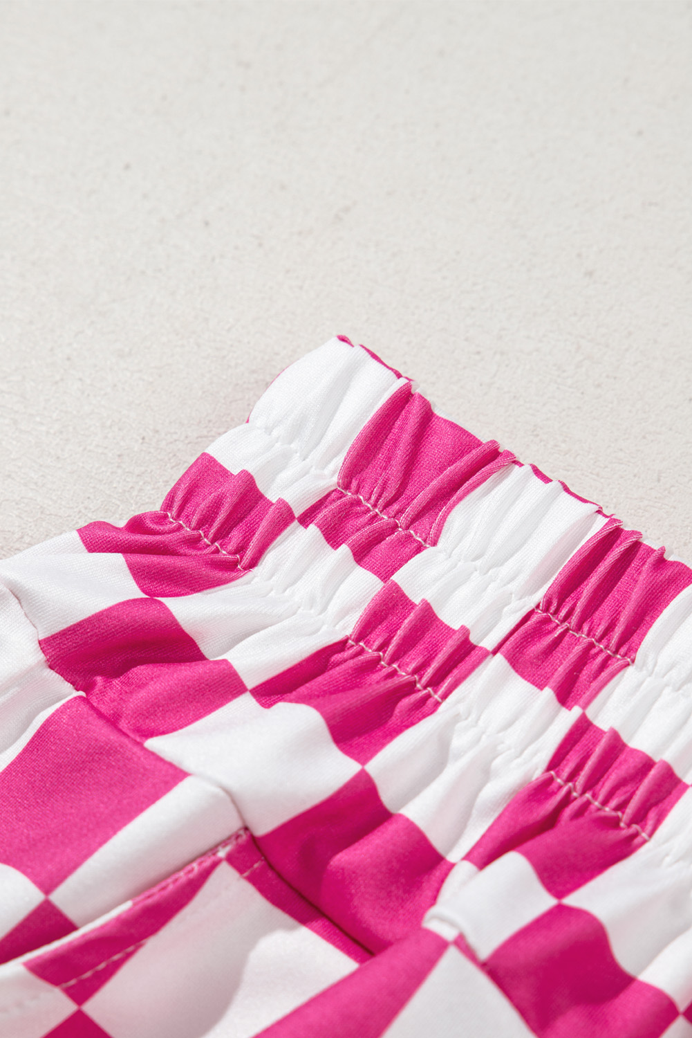 Rose Checkered Print High Waist Casual Shorts - Image 8