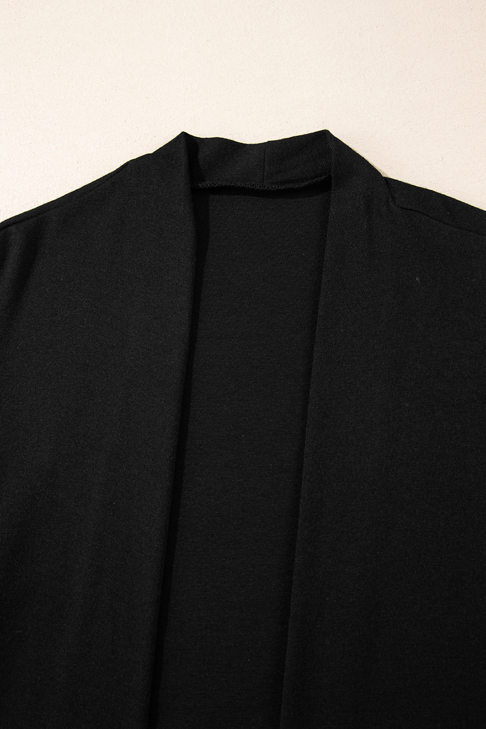 Black Solid Color Open Front Cardigan with Pocket - Image 8