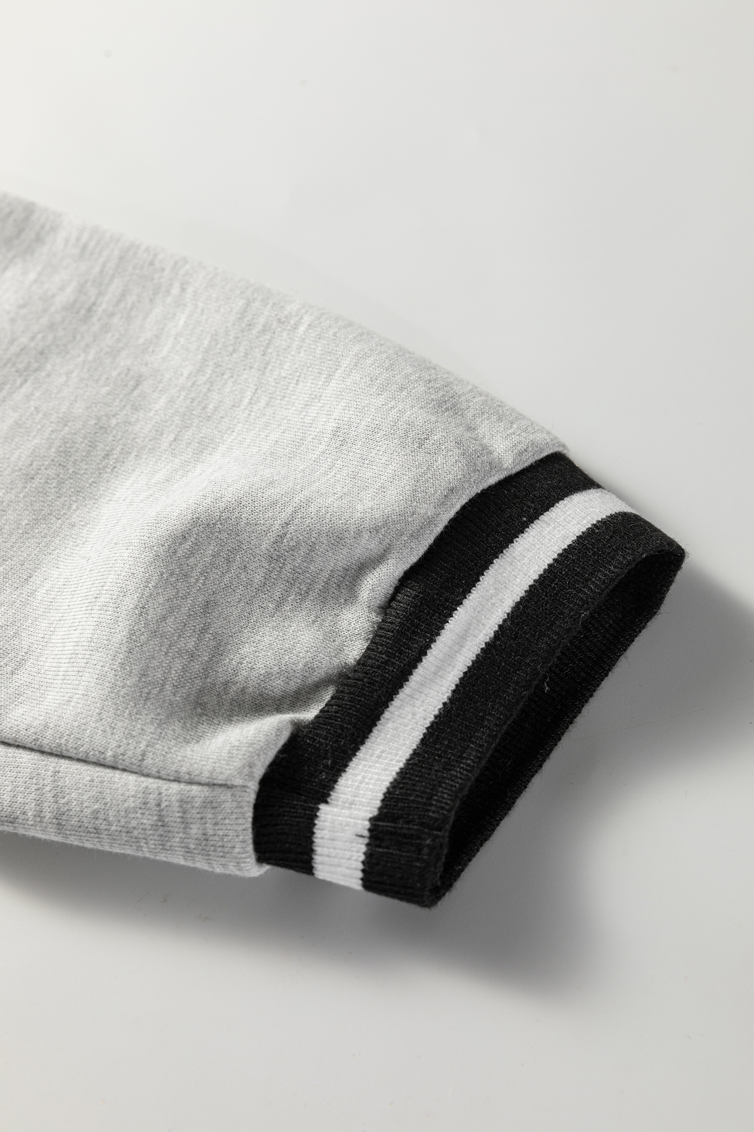 Light Grey Striped Trim V Neck Long Sleeve Preppy T Shirt Dress - Image 8