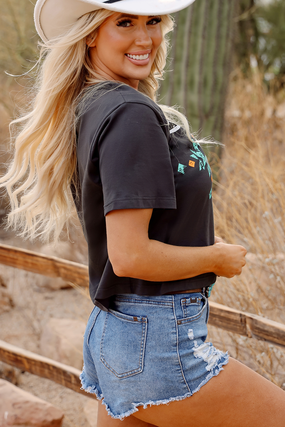 Carbon Grey Vintage Western Bull Head Skull Turquoise Aztec Graphic T Shirt - Image 4