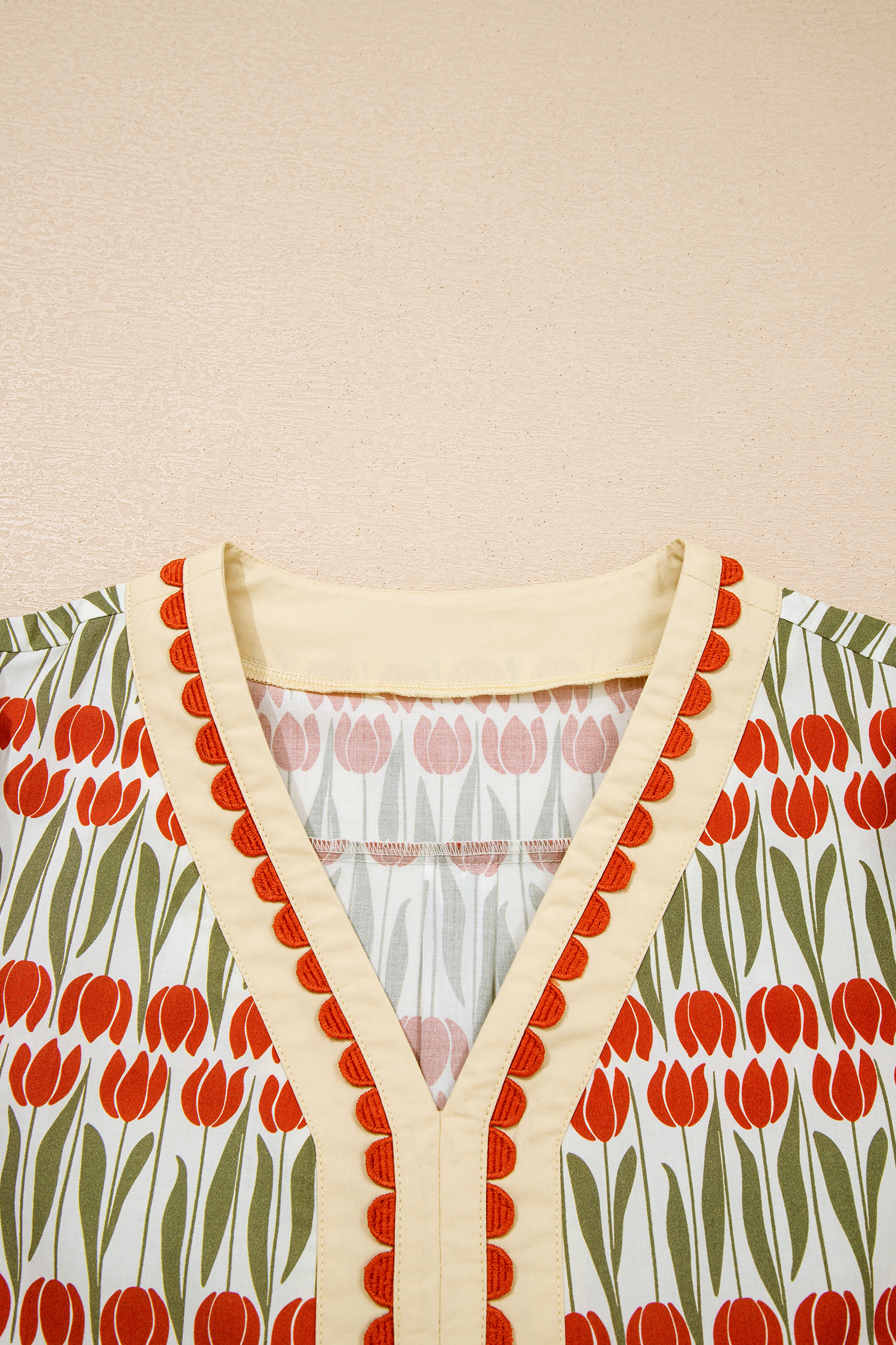 White Tulip Floral Print Cotton Puff Short Sleeve Mini Dress - Image 7