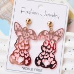 Pink Leopard Bunny Acrylic Earrings