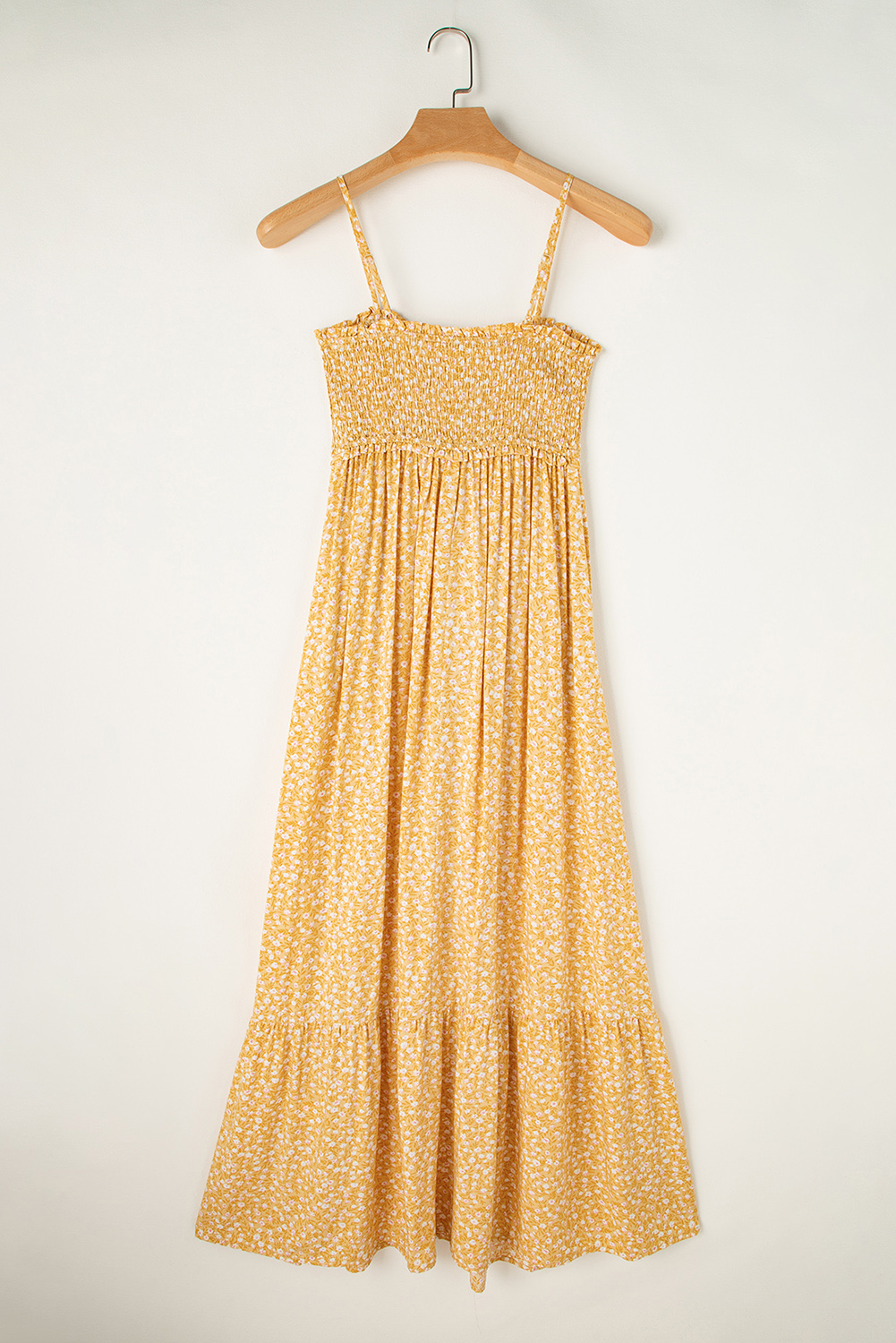 Yellow Frilly Smocked High Waist Floral Maxi Dress - Image 4
