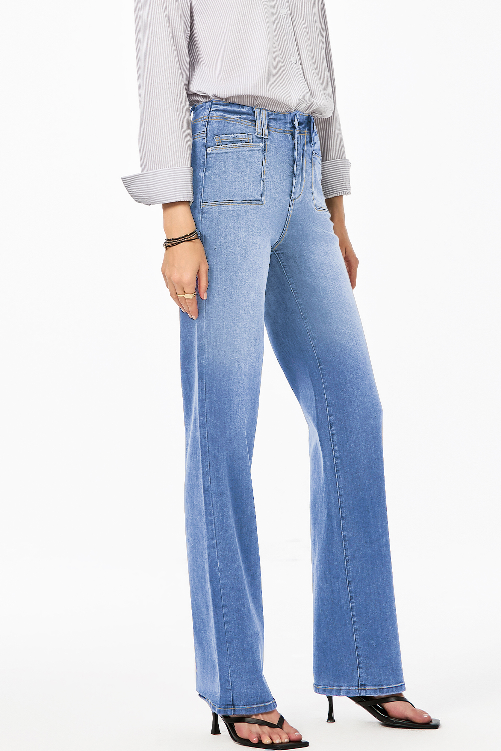Dusk Blue Loose Straight Leg Cropped High Waist Jeans - Image 7