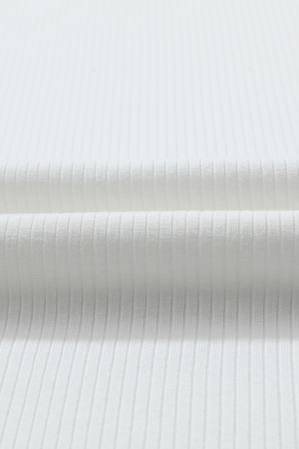 White Ribbed Knit High Neck Long Sleeve Top - Image 8