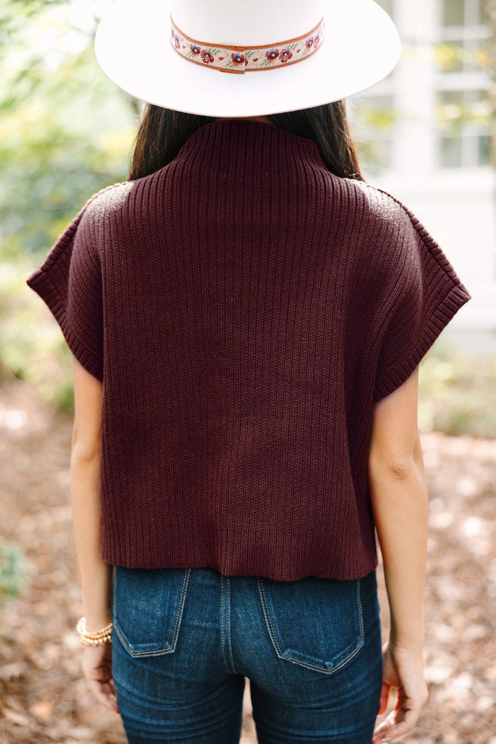 Mineral Red Patch Pocket Ribbed Knit Short Sleeve Sweater - Image 2