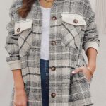 Gray Plus Size Macrame Plaid Coat
