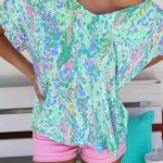 Green Loose Painted Floral Tee