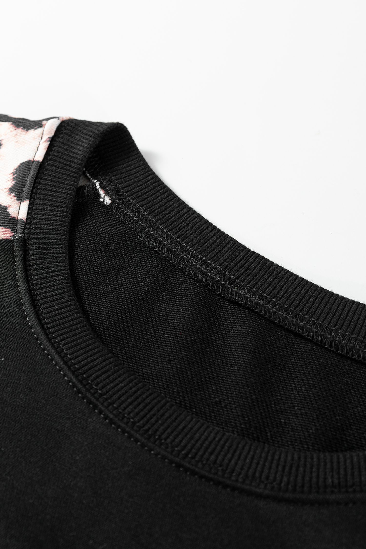 Black Leopard Print Patchwork Varsity Raglan Sleeve Sweatshirt Dress - Image 7