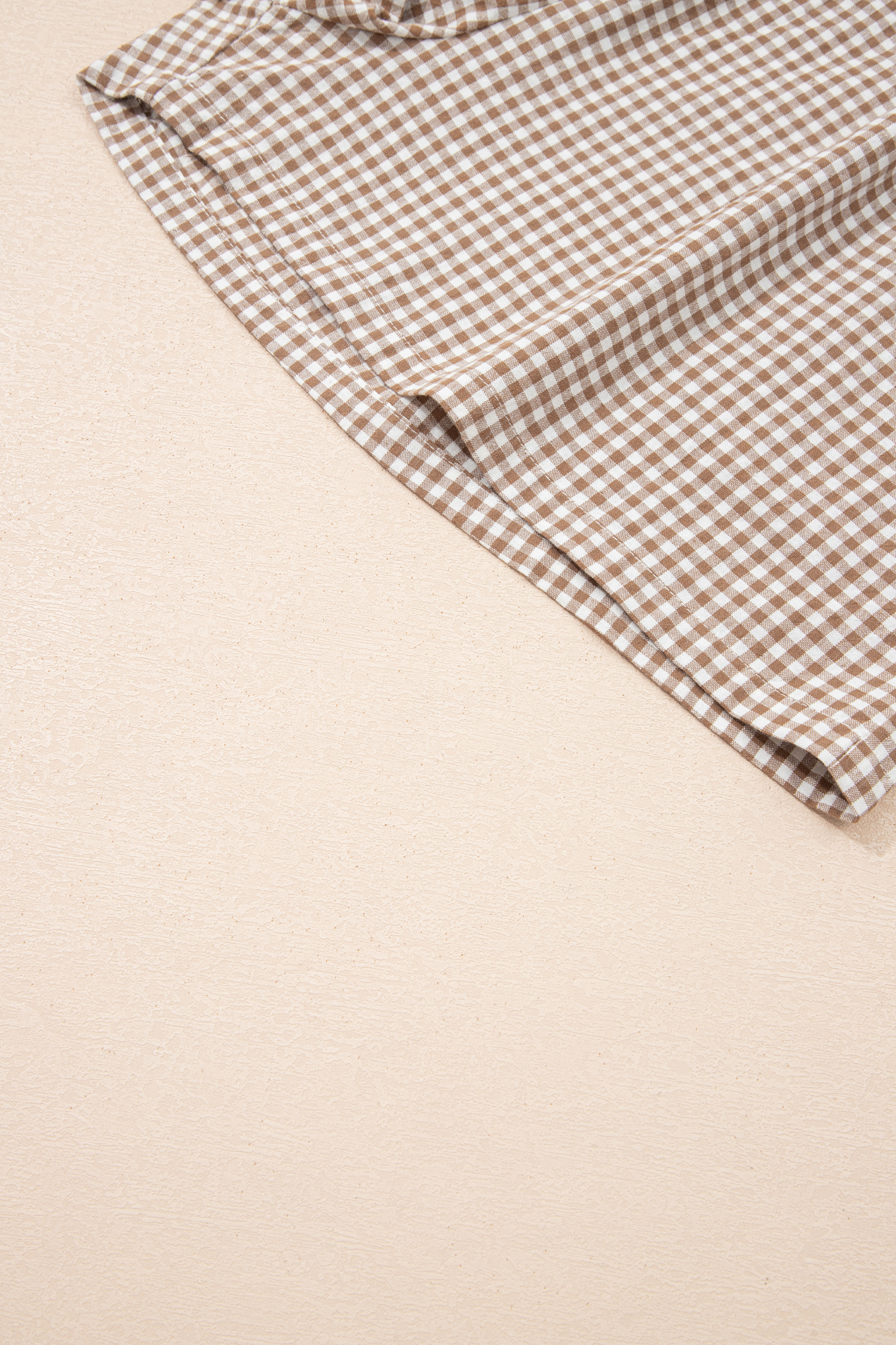 Khaki Contrast Trim Plaid Print Plus Size Shorts - Image 8