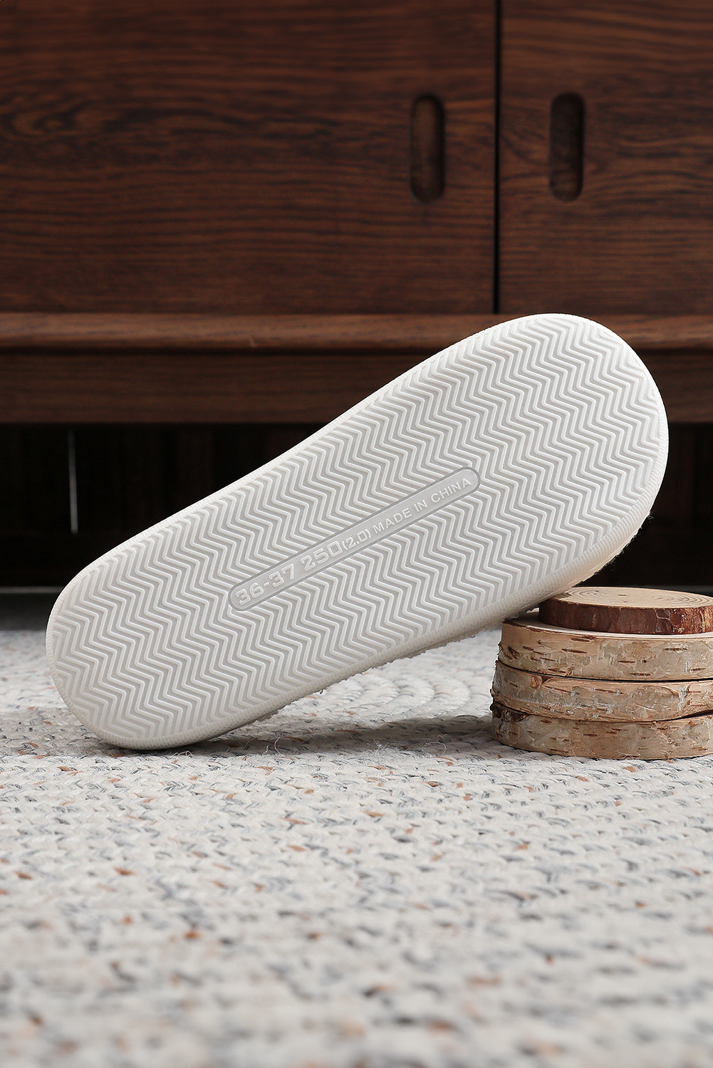 White XO XO Glitter Trim Letter Patched Plush House Slippers - Image 6