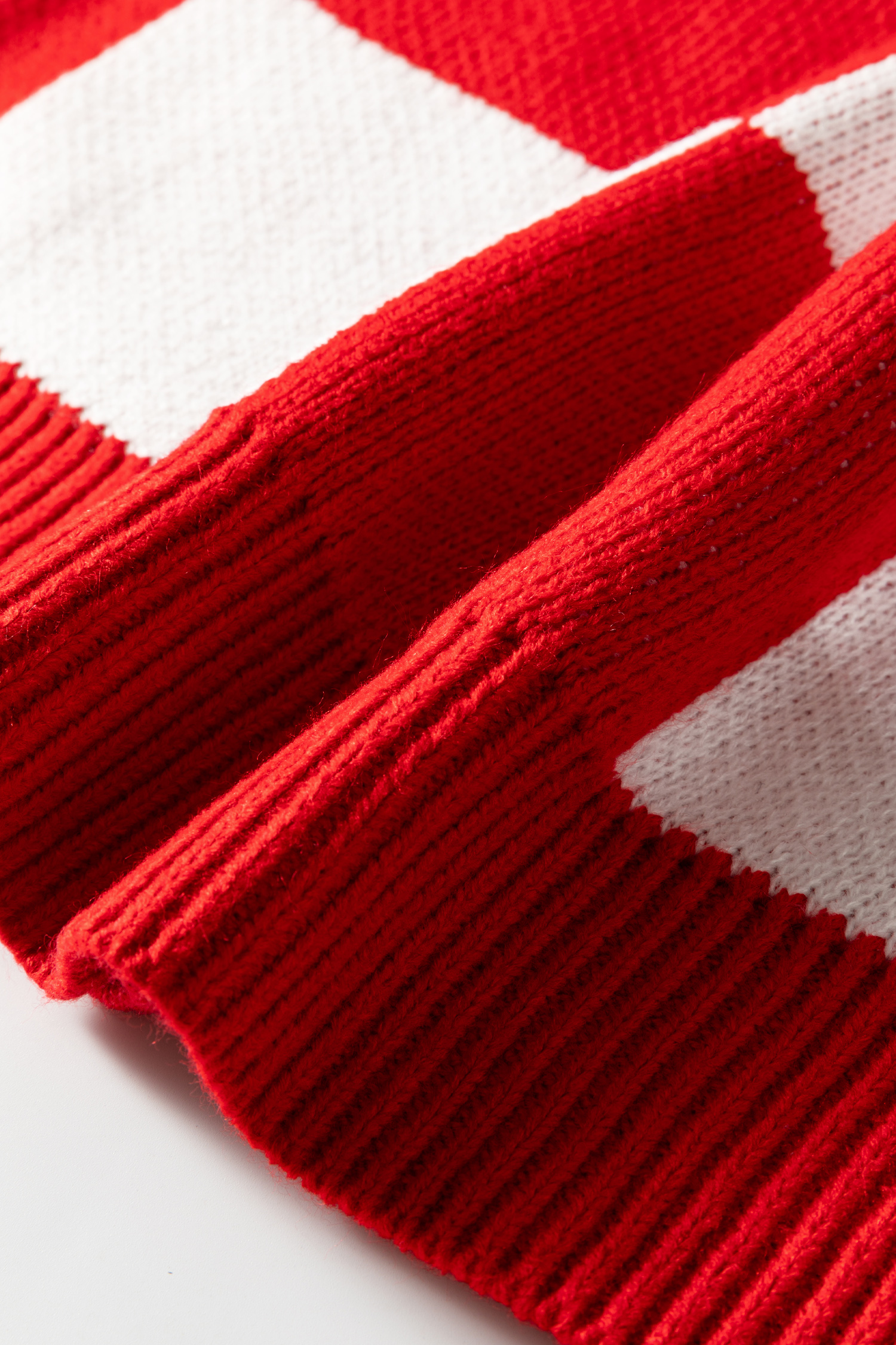 Fiery Red Checkered Bishop Sleeve Sweater - Image 8