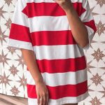 Racing Red Striped Color Block Oversize Tunic Tee