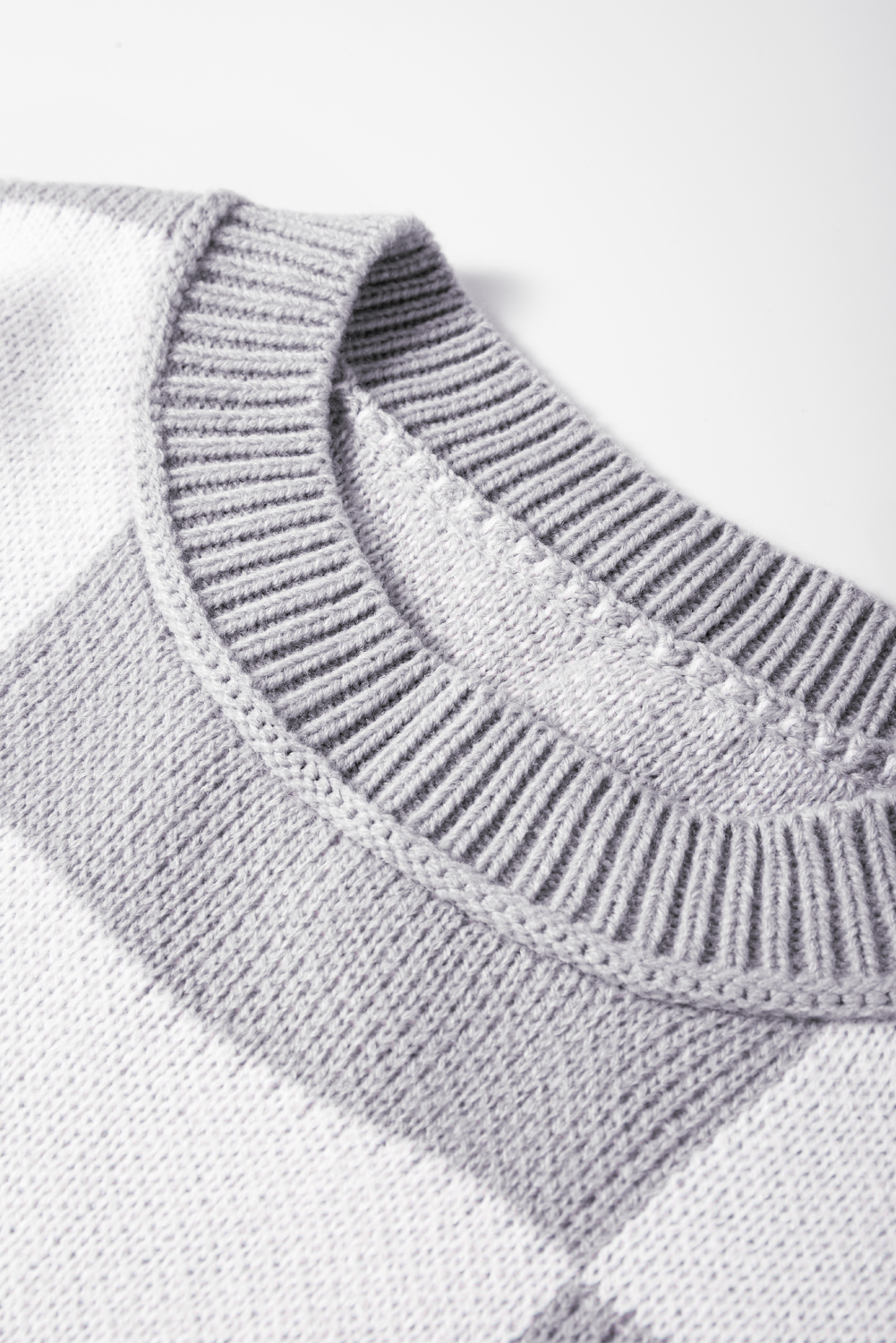 Gray Checkered Bishop Sleeve Sweater - Image 6