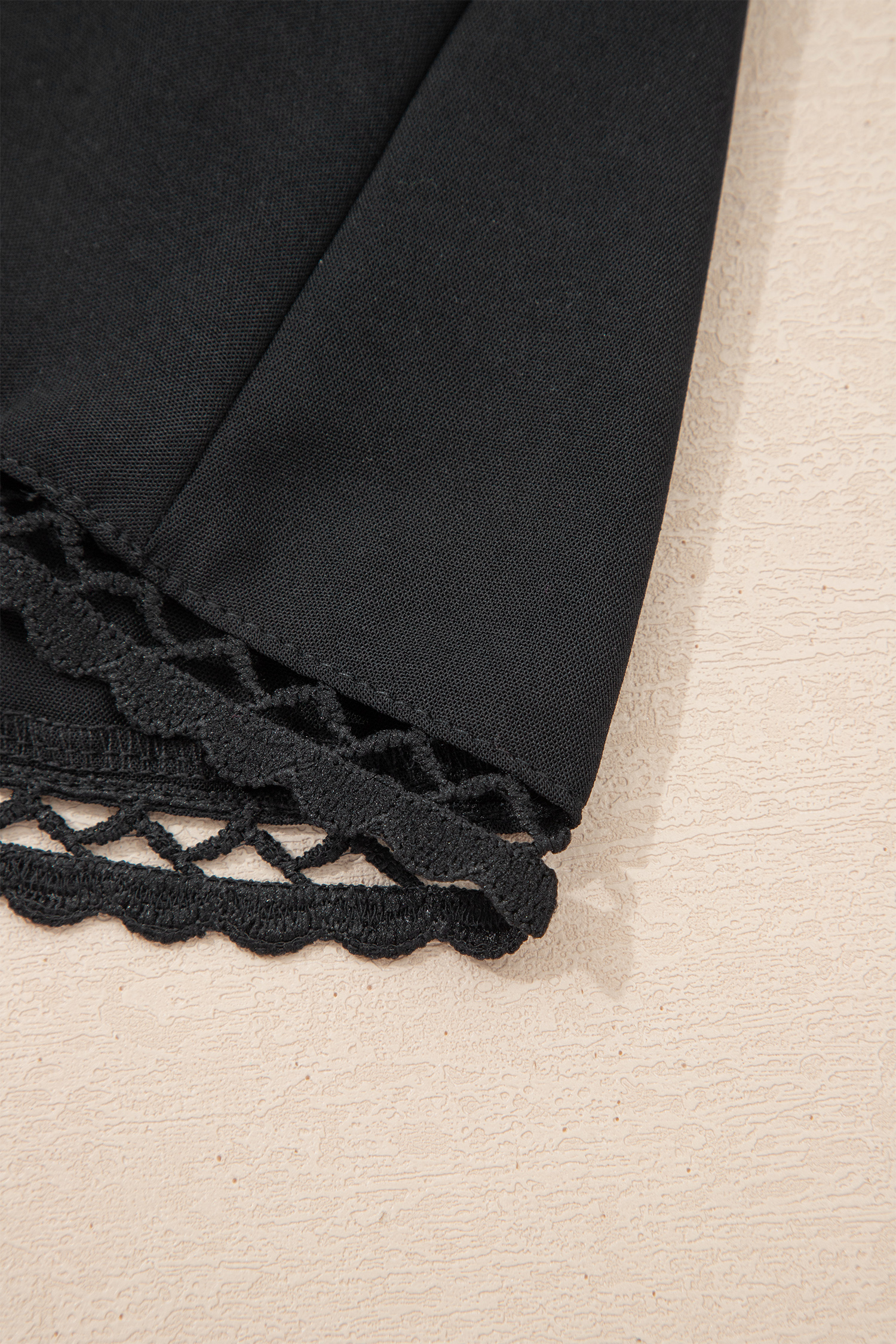 Black Plus Size Frilled Elastic Waist Lace Trim Boho Ruffled Shorts - Image 6