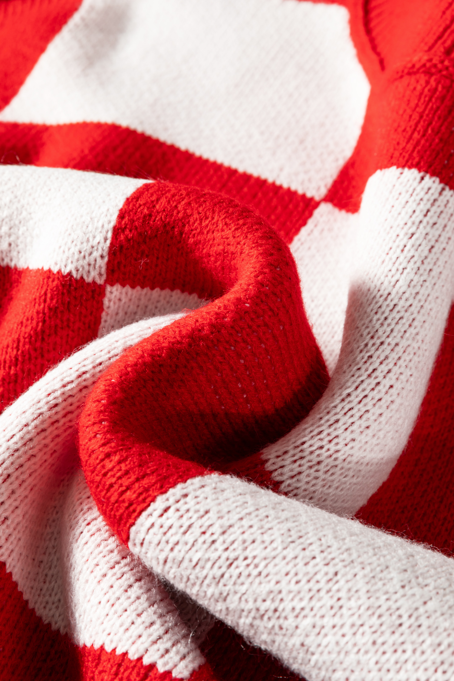 Fiery Red Checkered Bishop Sleeve Sweater - Image 5