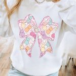 White Easter Bunny Bow Printed Casual Sweatshirt