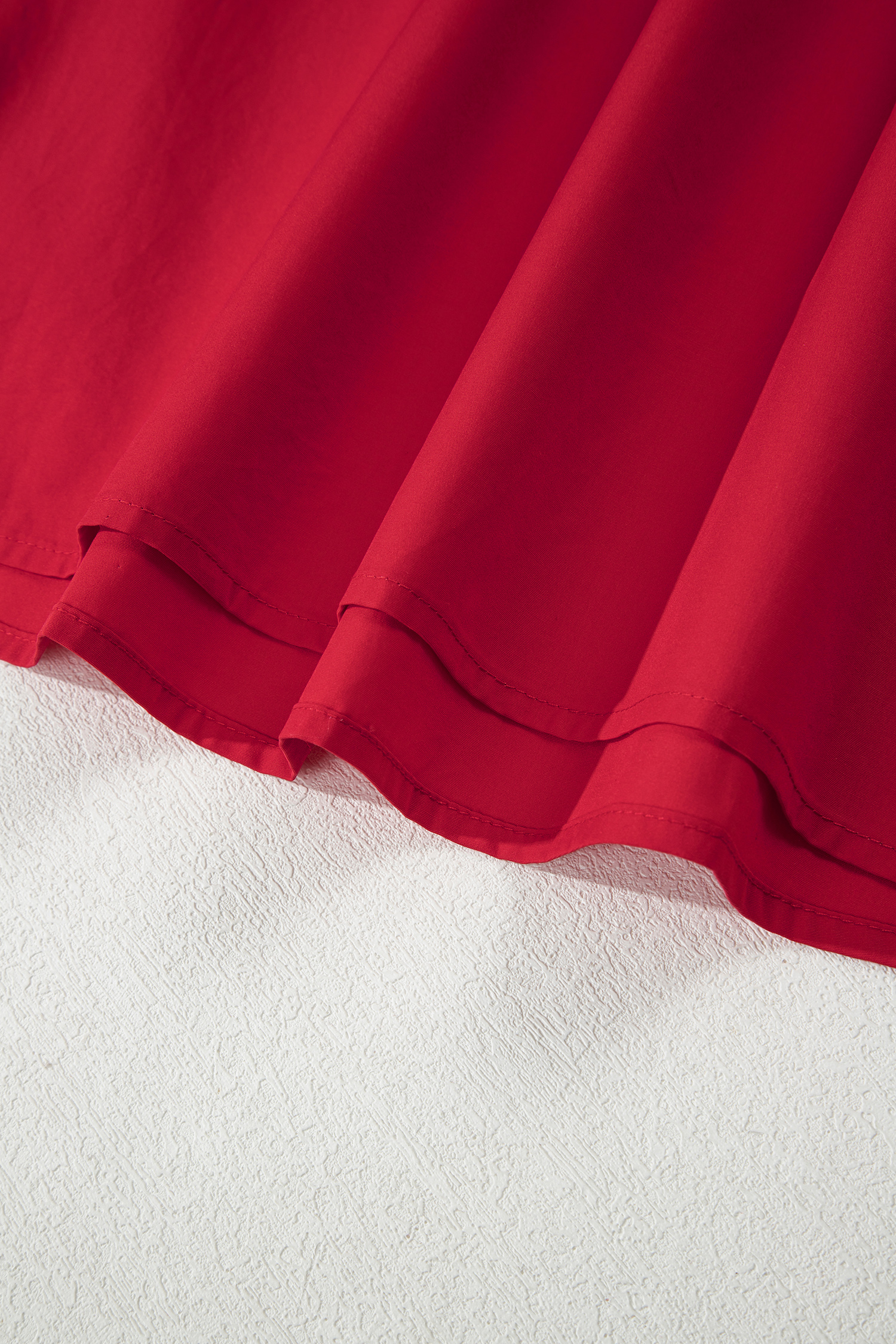 Fiery Red Striped Frilled Collar Ruffled Short Sleeve Blouse - Image 8