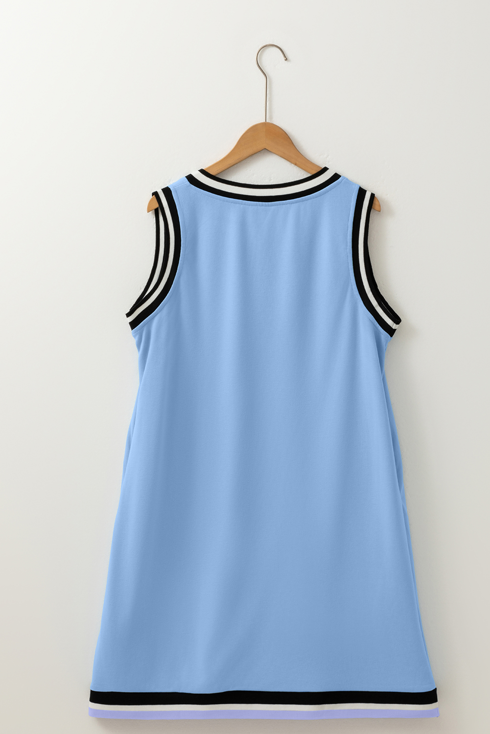 Myosotis Color Contrast Trim V Neck Shift Sleeveless Mini Dress - Image 6