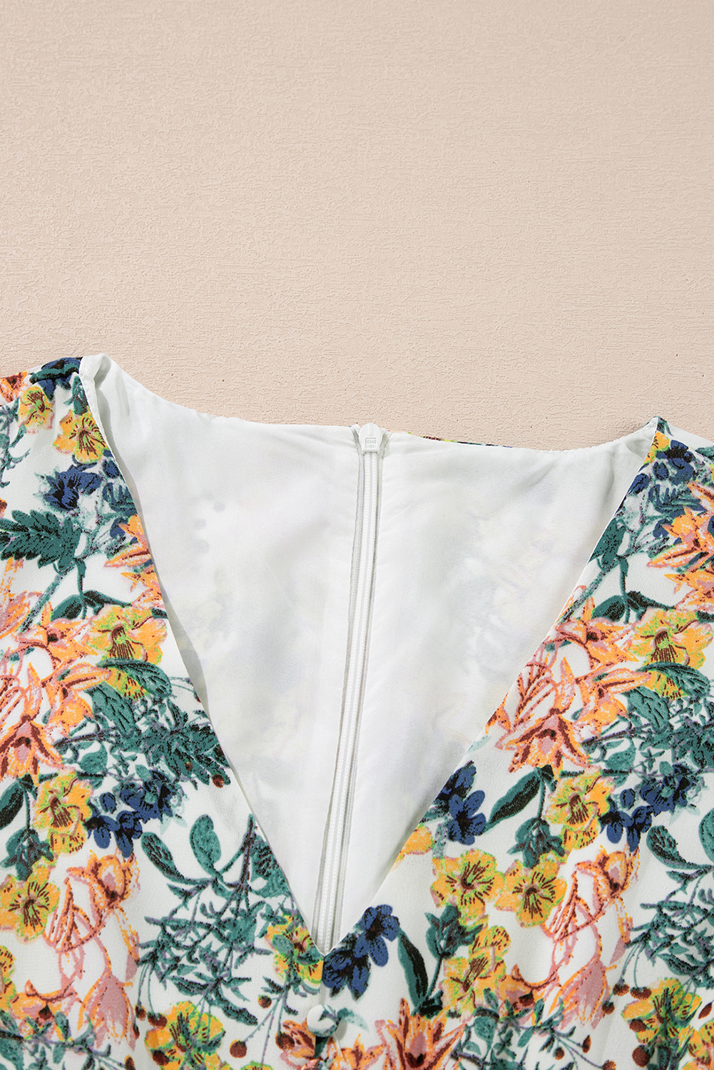 Sky Blue Floral 3/4 Sleeve V Neck High Waist Ruffled Dress - Image 8