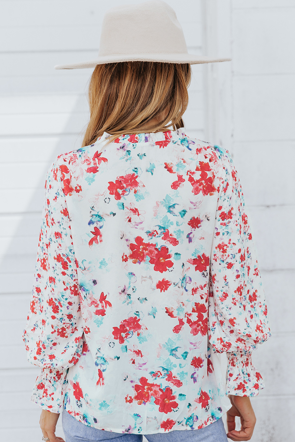 Fiery Red Cakewalk Floral Smocked Blouse - Image 2