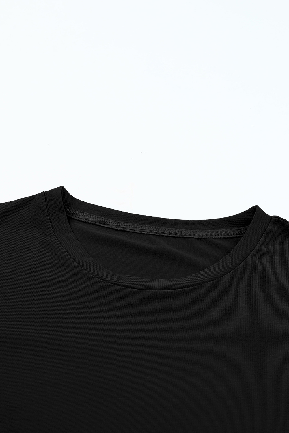 Black Casual Plain Crew Neck Tee - Image 7
