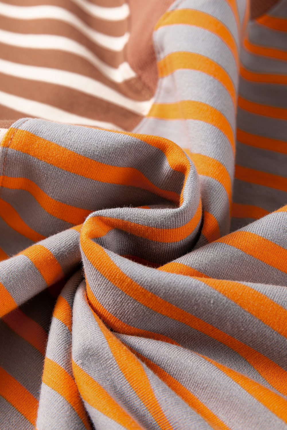 Brown Stripe Casual Stripe Colorblock Drop Shoulder Oversize Sweatshirt - Image 8