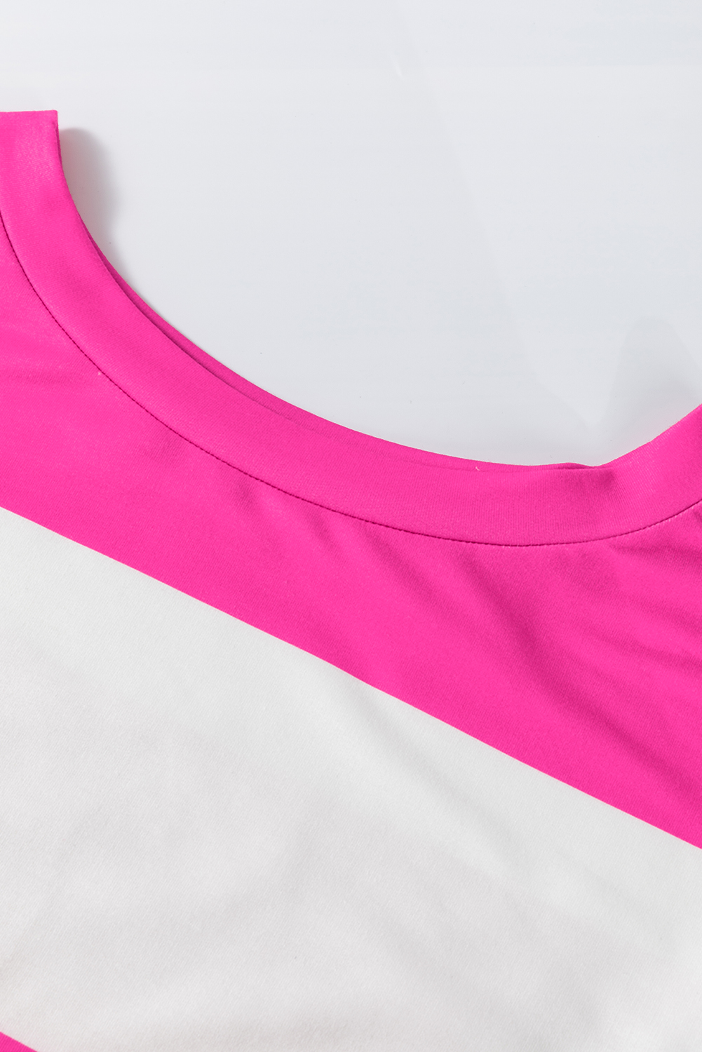 Rose Red Colorblock Striped Drop Shoulder Long Sleeve Top - Image 8