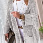 Gray Oversized Fold Over Sleeve Open Front Cardigan