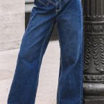 Sail Blue Stitched Waist Detail Loose Cuffed Jeans