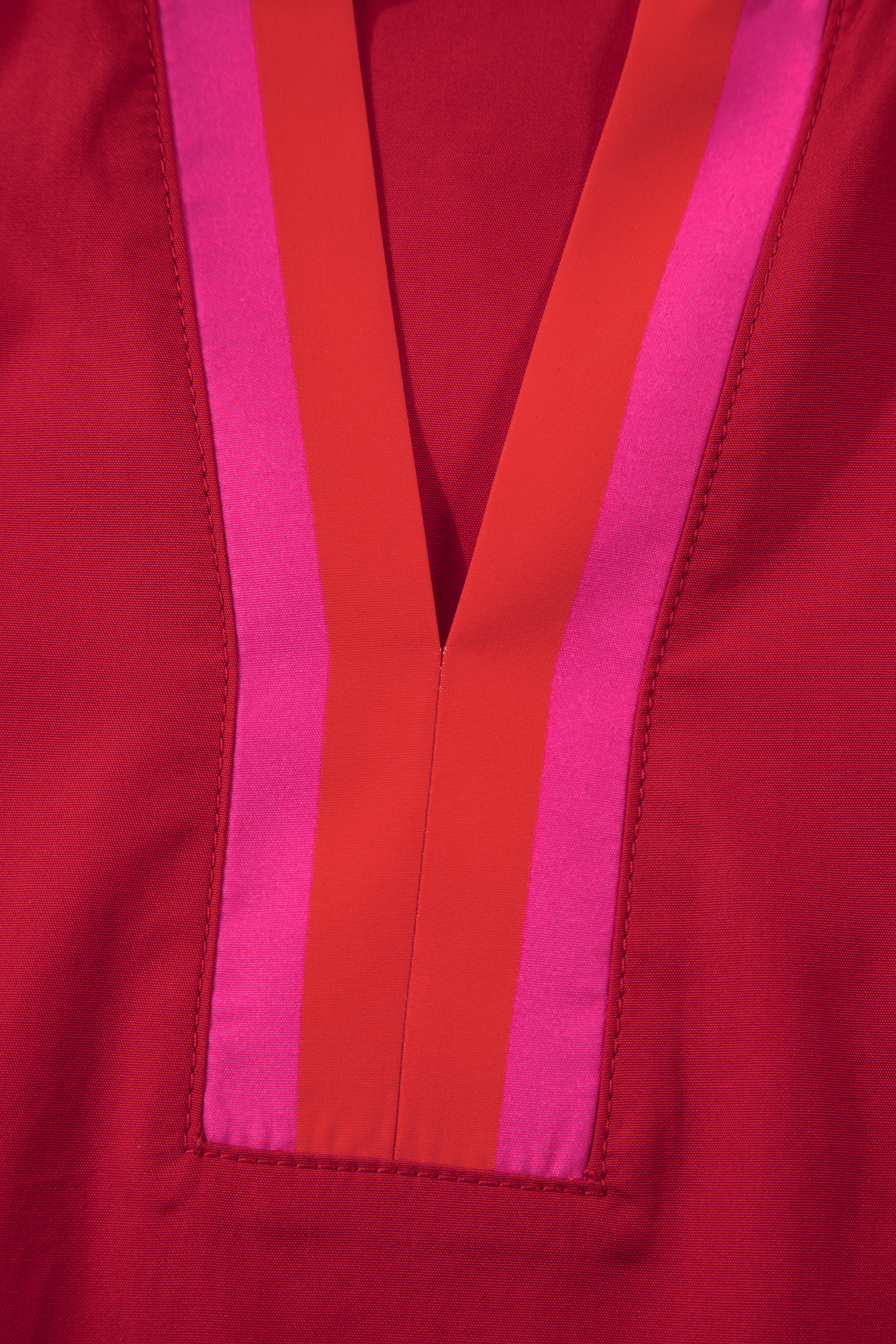 Fiery Red Striped Frilled Collar Ruffled Short Sleeve Blouse - Image 6