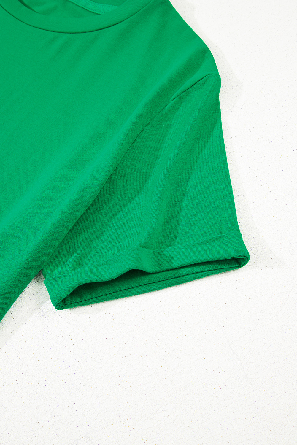 Bright Green Casual Plain Crew Neck Tee - Image 7