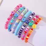 Bonbon 7pcs Flower Decor Vibrant Beaded Polymer Clay Bracelet