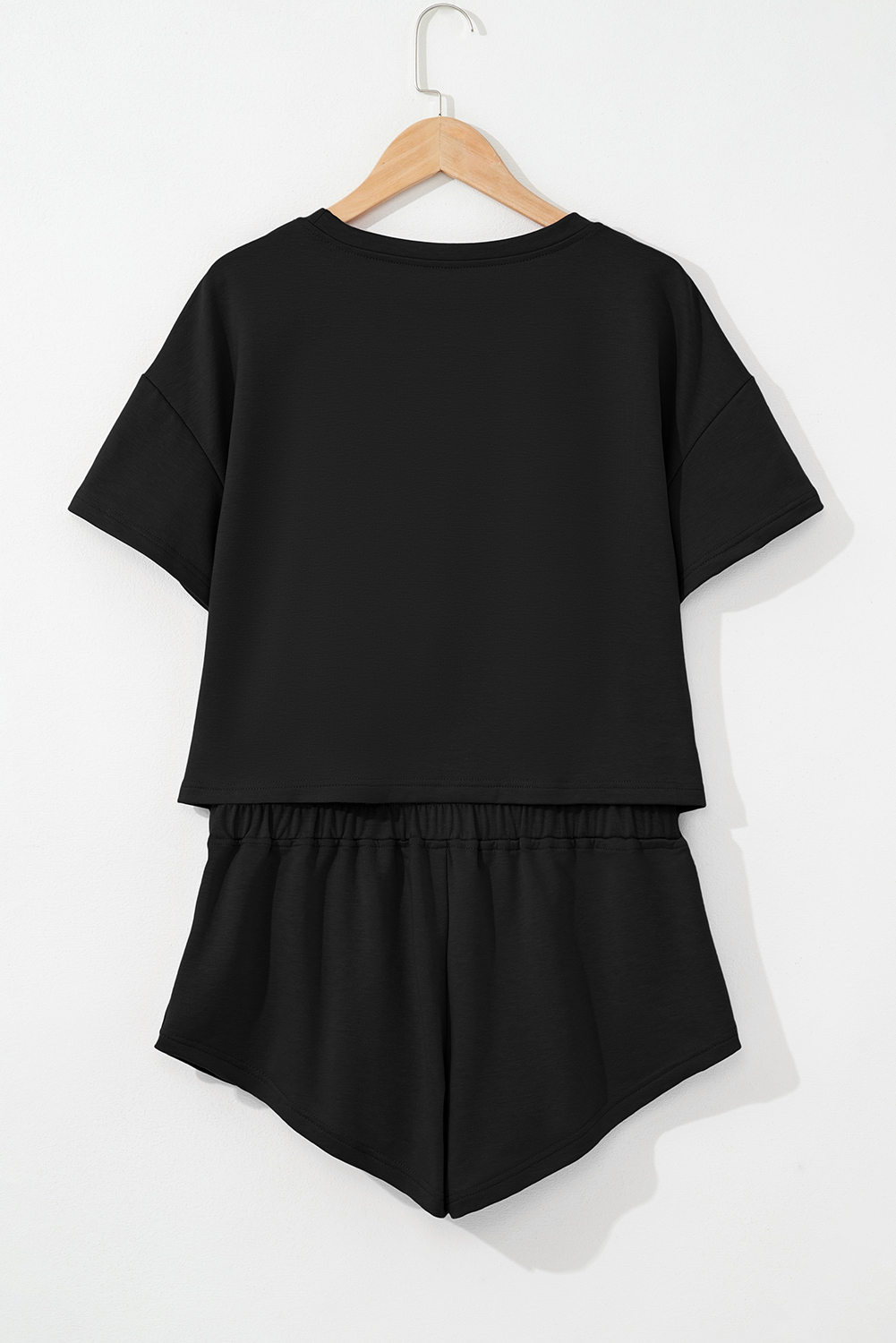 Black 2pcs Cropped Tee and Ruffle High Waist Skort Set - Image 5