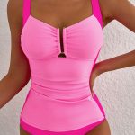 Bonbon Ruched Tummy Control Tankini 2pcs Swimsuit