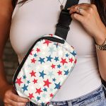 White Star Printed Buckle Strap Flag Day Crossbody Bag