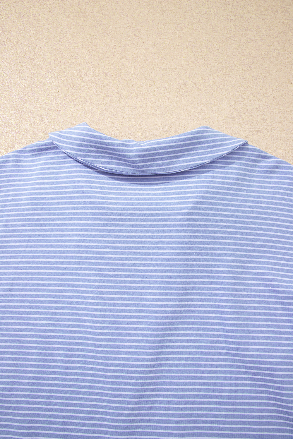 Sky Blue Stripe Dolman Sleeve Polo Shirt and Drawstring Shorts Set - Image 7